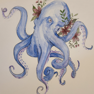 Octopus with flowers